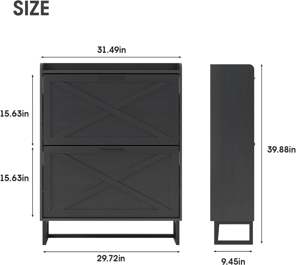 Maupvit Shoe Storage Cabinet with 2 Flip Drawers, Freestanding Organizer with...