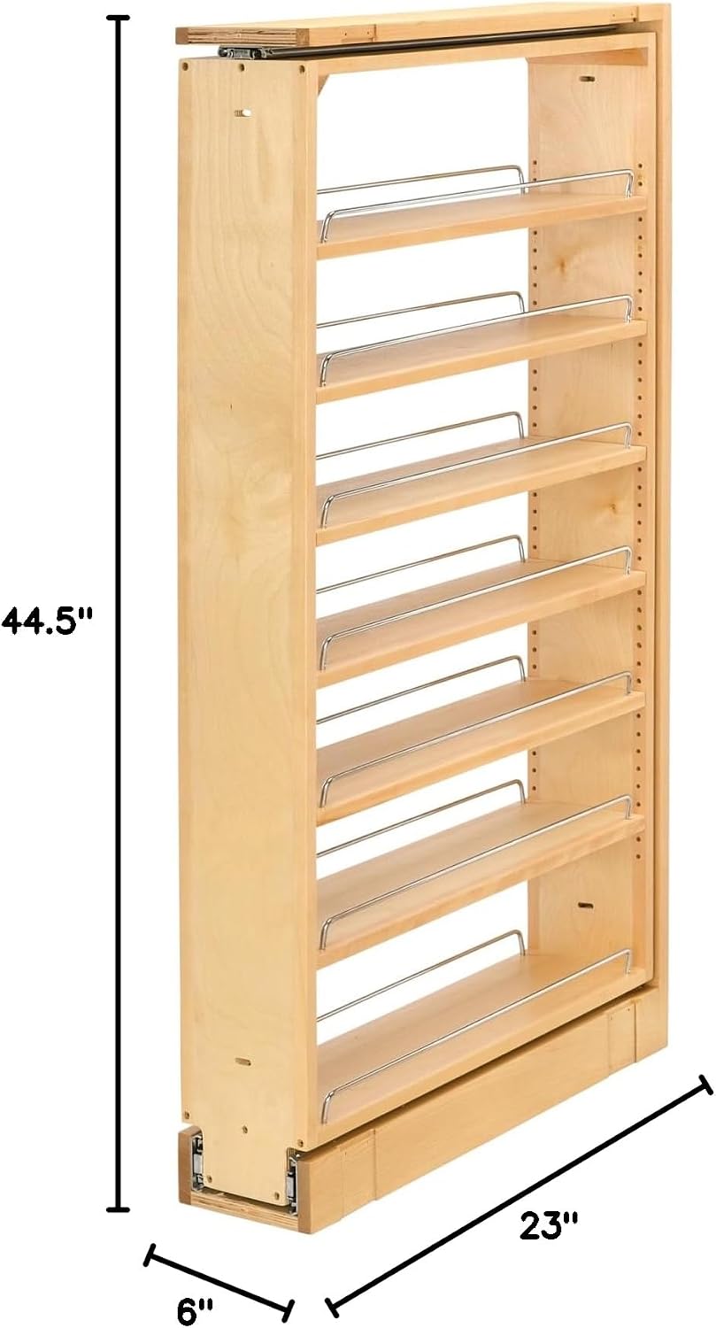 Rev-A-Shelf Wood Tall Filler Pull Out Organizer for New Kitchen Applications