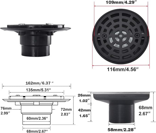 RANDOM Round Shower Drain Kit Matte Black - Image 2