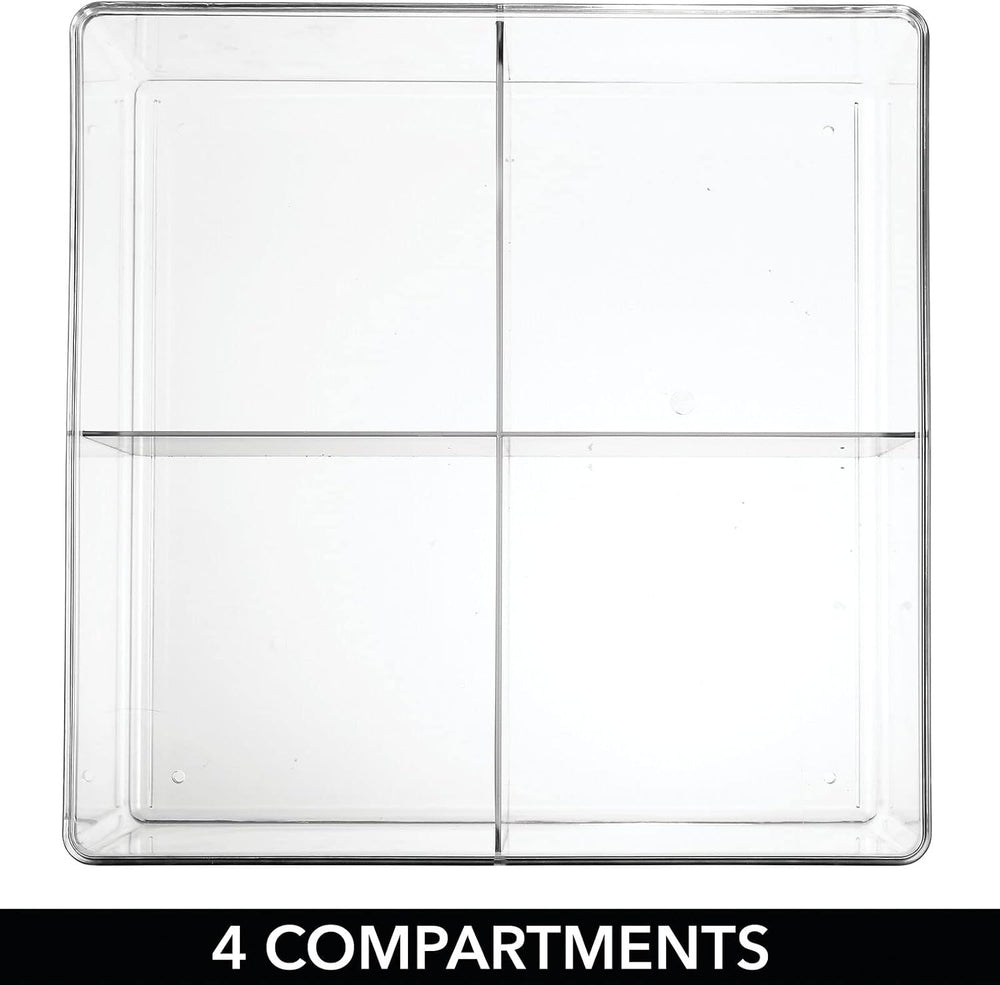 mDesign Plastic 4 Compartment Divided Drawer and Closet Storage Bin - Organiz...