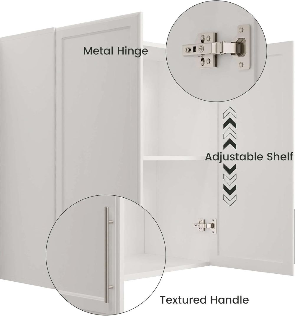 Furnaza 30" W White Wall cabinets for Laundry Room with Adjustable Shelf