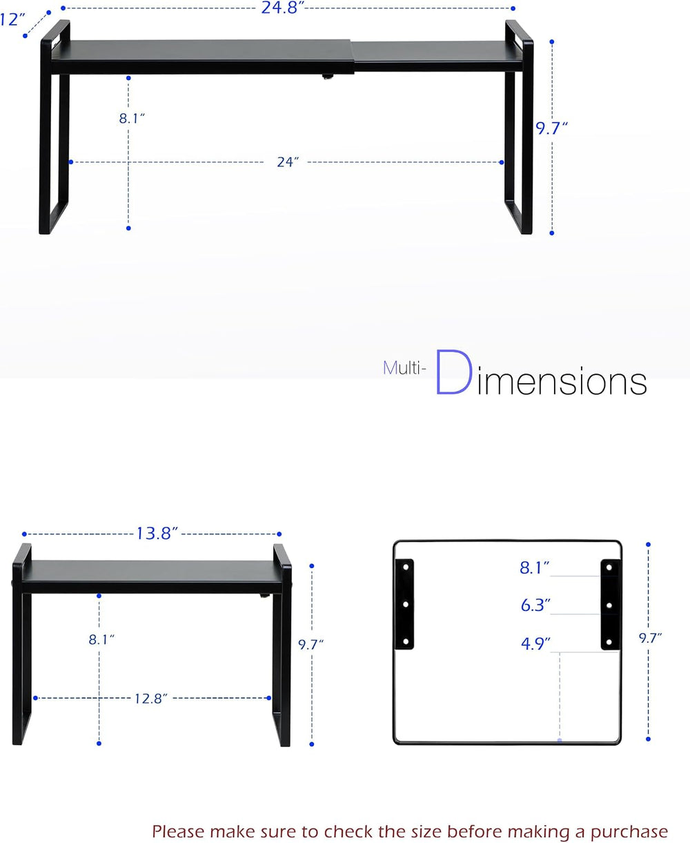 Nxconsu Cabinet Shelf Riser, Adjustable Cabinet Organizer, 12" Deep Black