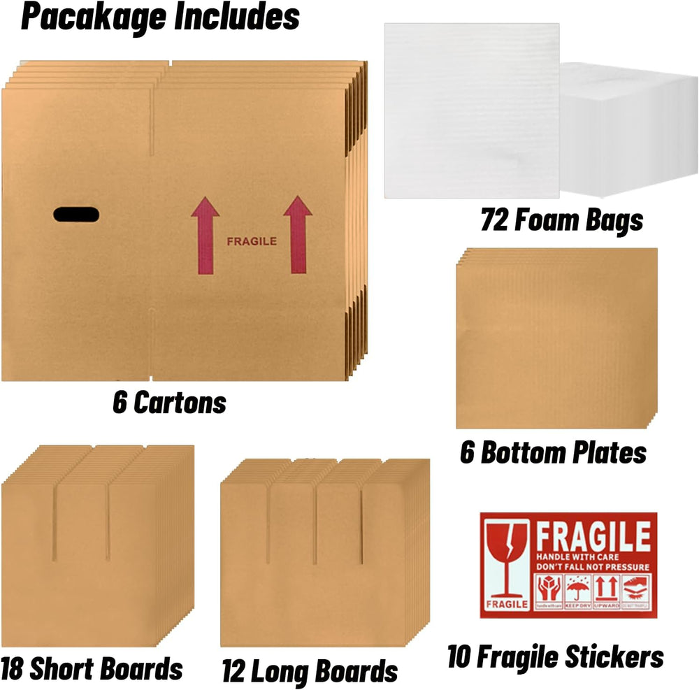 6-Pack 12-Bottle Wine Boxes for Moving 14"x12"x13" Wine Shippi...