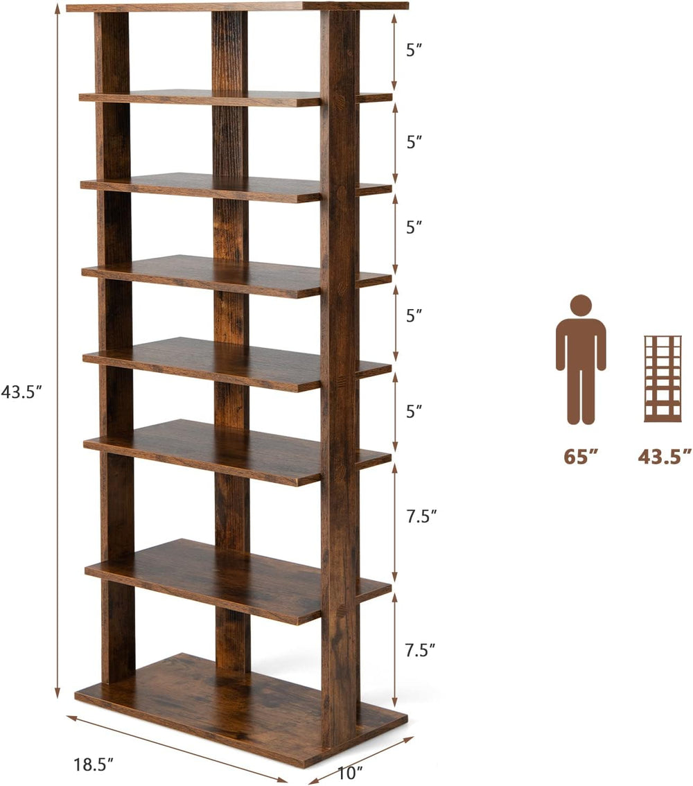 Tangkula 8-Tier Vertical Shoe Rack, Space-Saving Corner Shoe Organizer for 14...