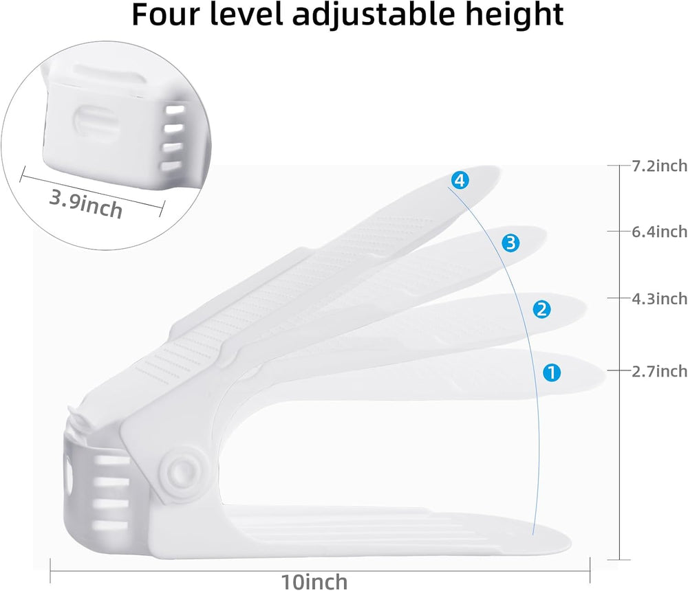 36 Pack Adjustable 50% Space-saving Shoe Slots Organizer, White
