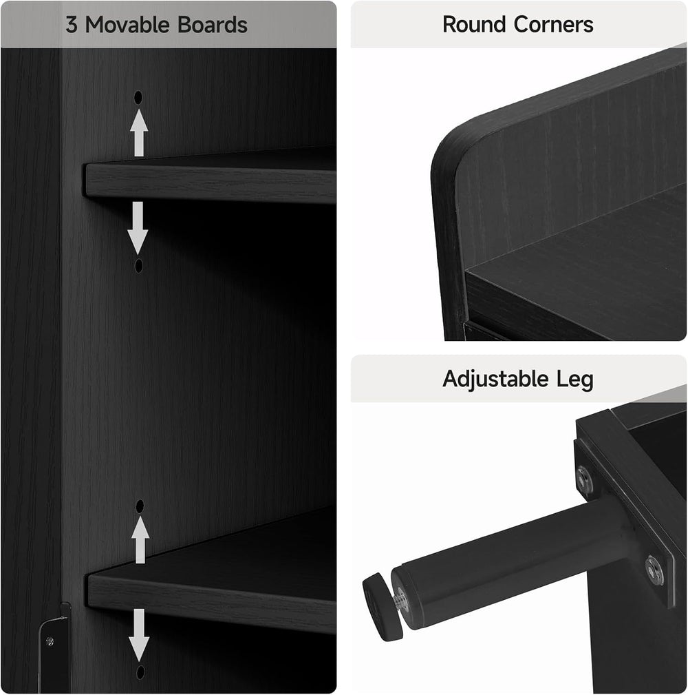 ComfyCorner Shoe Cabinet with Cross Molding Doors, 6-Tier Storage, Black