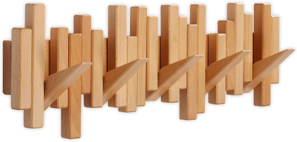 Coat Rack Wall Mount Piano Flip Down Wall Hook Rack 5 Hooks Beech