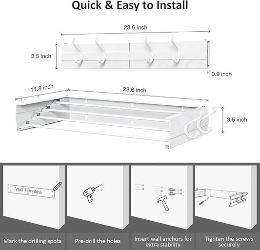 Laundry Drying Rack, Collapsible Wall Mounted Clothes Drying Rack - Image 2