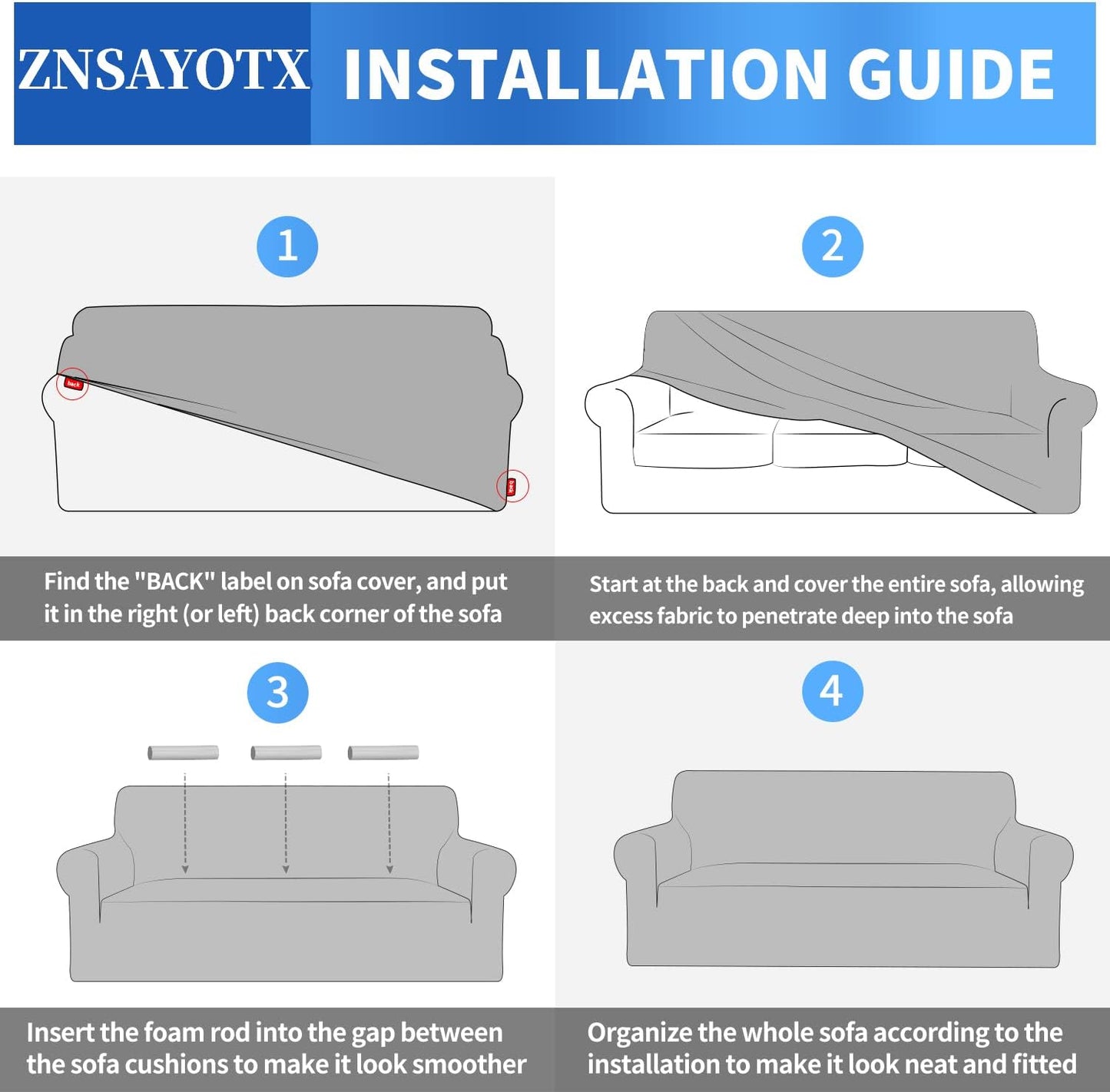 ZNSAYOTX 1 Piece Jacquard Couch Covers for 3 Cushion Couch Living Room High Stretch Sofa Cover Pets Dogs Friendly Anti Slip Thickened Slipcovers Furniture Protector (Sofa, Light Grey)