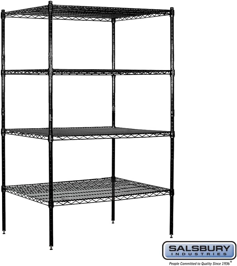 Salsbury Industries Stationary Wire Shelving Unit, 36-Inch Wide by 63-Inch Hi...