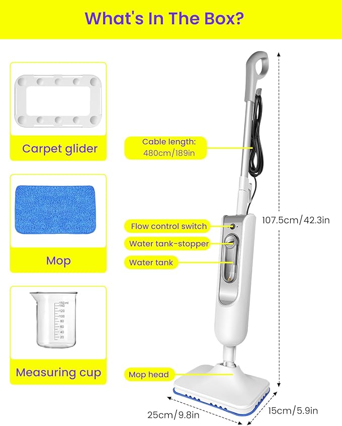 Steam Mop for Floor Cleaning, Effortless Ergonomic Design Floor Steamer for - Image 9
