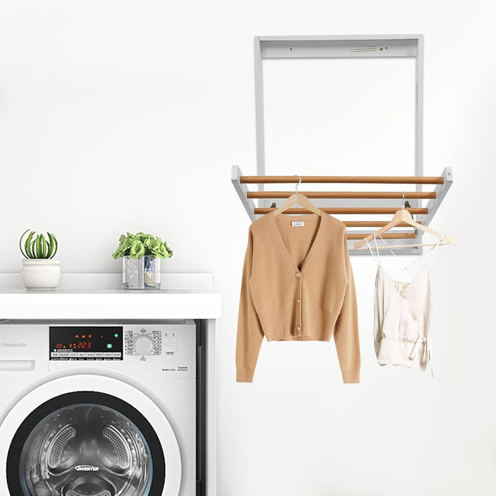 Wall Mount Clothes Drying Rack for Laundry, Foldable Wall Mount Laundry Rack ...