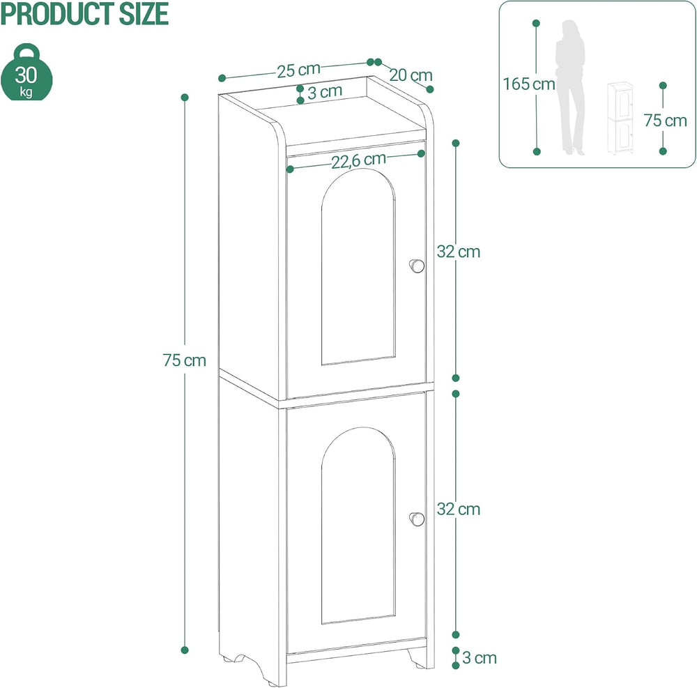 Hzuaneri Bathroom Storage Cabinet, Small Corner Floor Cabinet with 2 Doors
