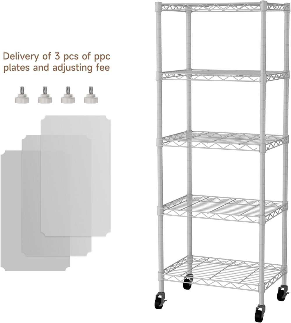 Golpart Small Shelves Storage Wire Metal Adjustable Shelf Unit with Wheels