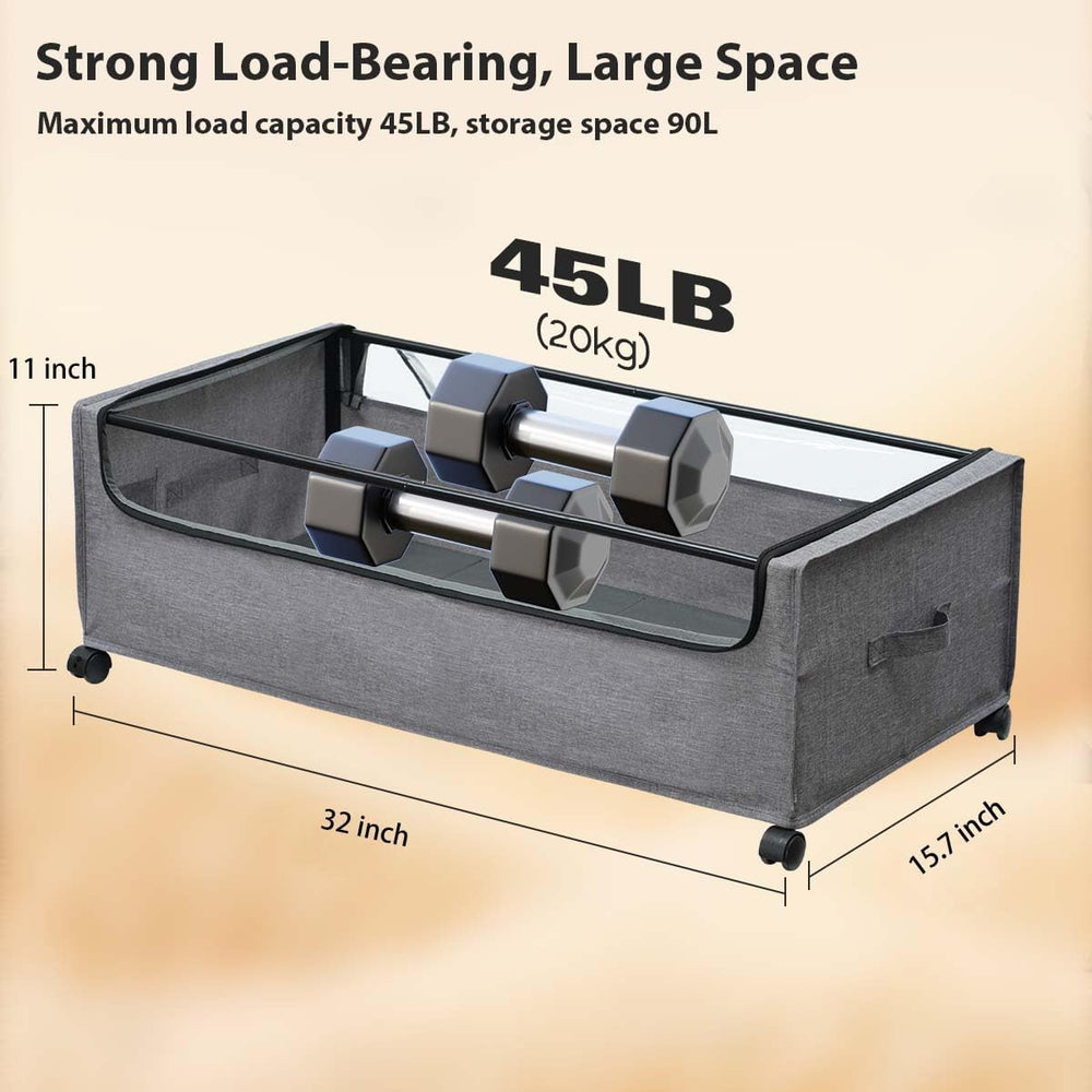 FOUCSSOMEI 4-Packs Under Bed Storage with Wheels, Under The Bed Storage Drawe...
