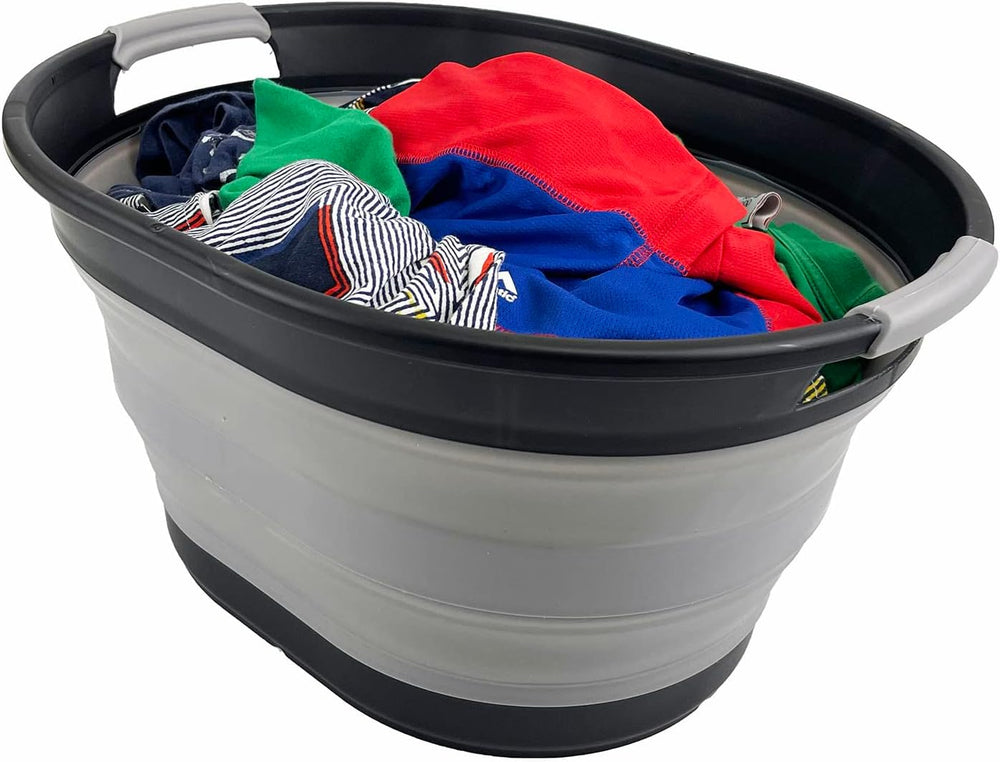 SAMMART 23L (6 Gallons) Set of 2 Collapsible Plastic Laundry Basket - Oval Tu...