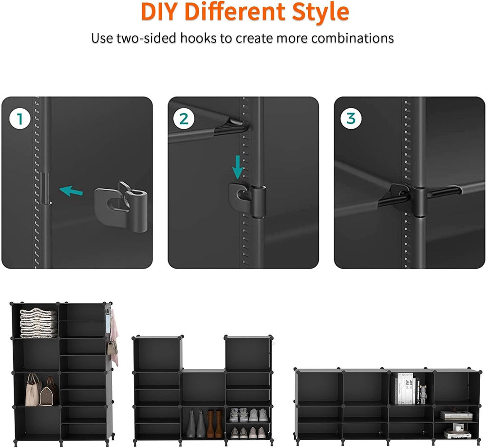 AWTATOS 6 Cube Closet Organizer Storage Shelves, Black