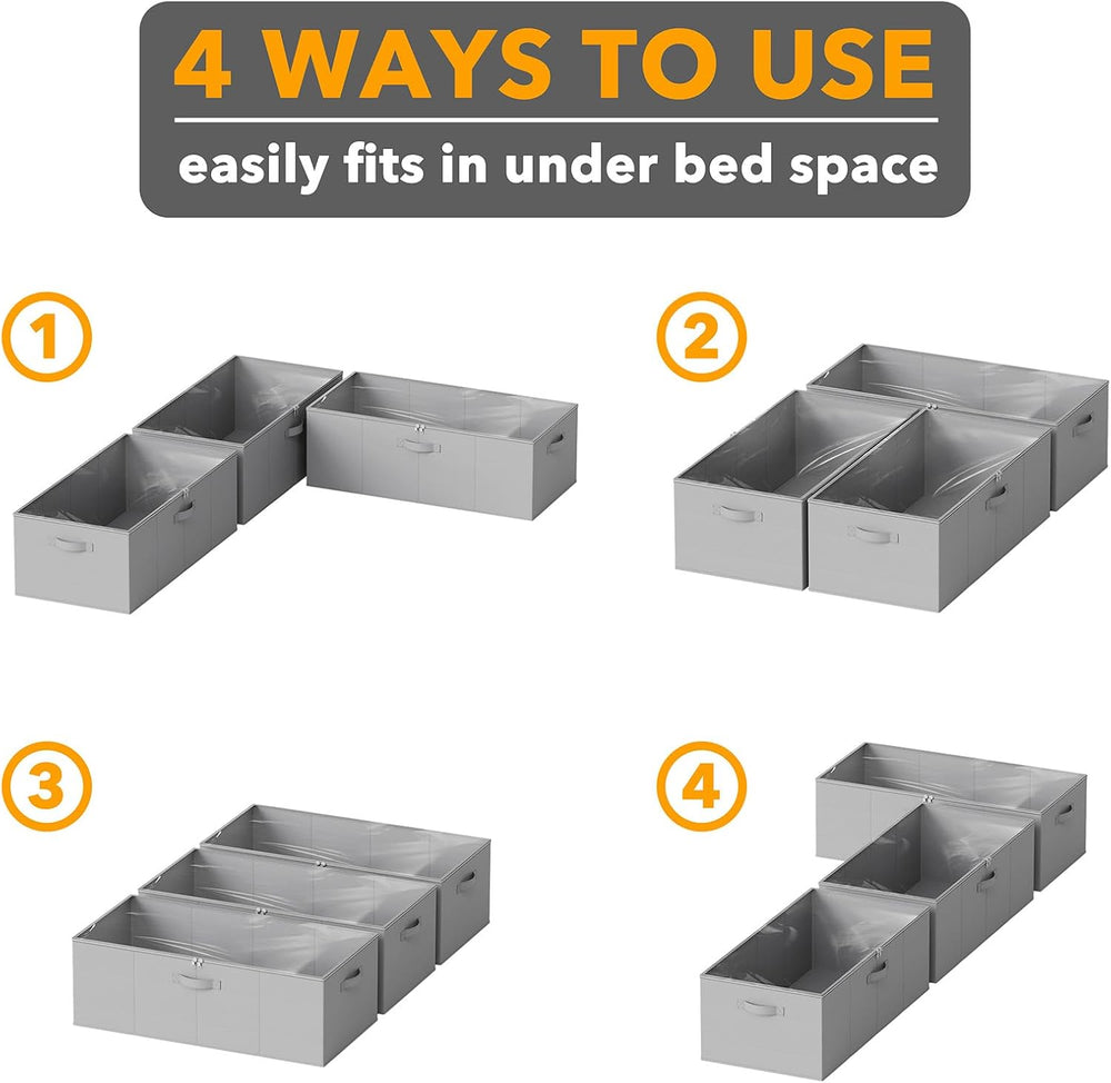 SpaceAid 3 Pack 10" High Under Bed Storage Containers, Large Underbed St...