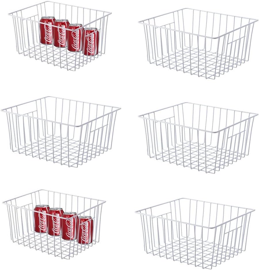 Freezer Organizer Baskets, Kitchen Metal Wire Storage Bins, Pantry Cupboard H...
