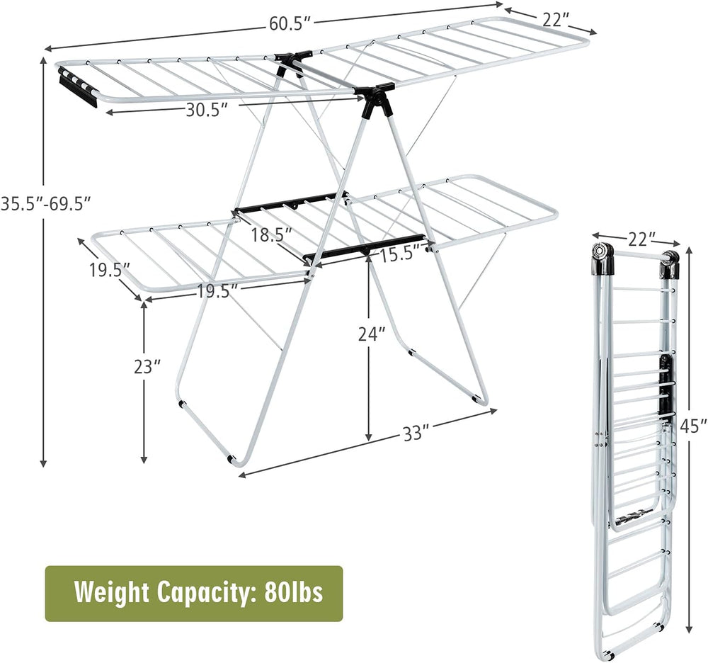 Nightcore 2-Layer Clothes Drying Rack, Aluminum Drying Rack with Adjustable H...