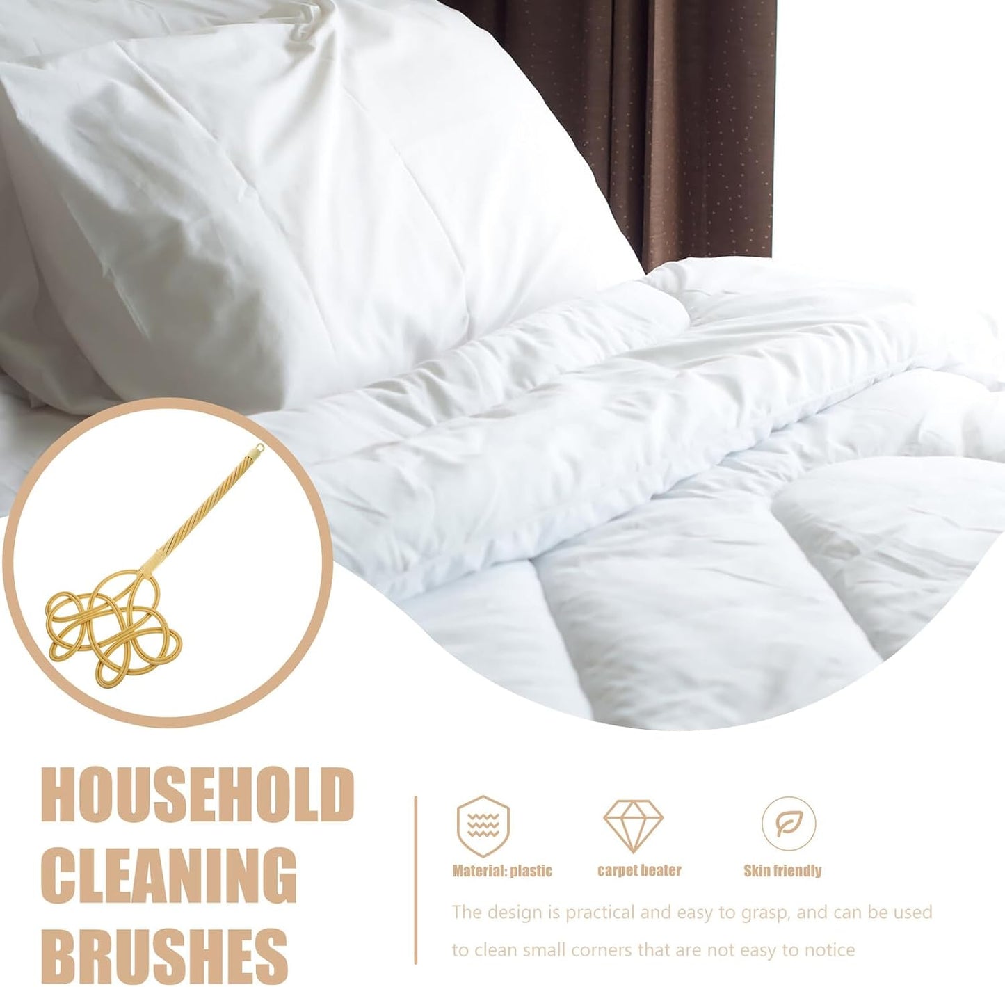 VOSAREA Long Handle Quilt Duster with Rattan Imitation Paddle, Manual Carpet and Blanket Dust Cleaner for Home Cleaning,