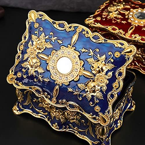 Luxury Vintage Rectangle Metal Alloy Jewelry Box Trinket Organizer Storage Bo...