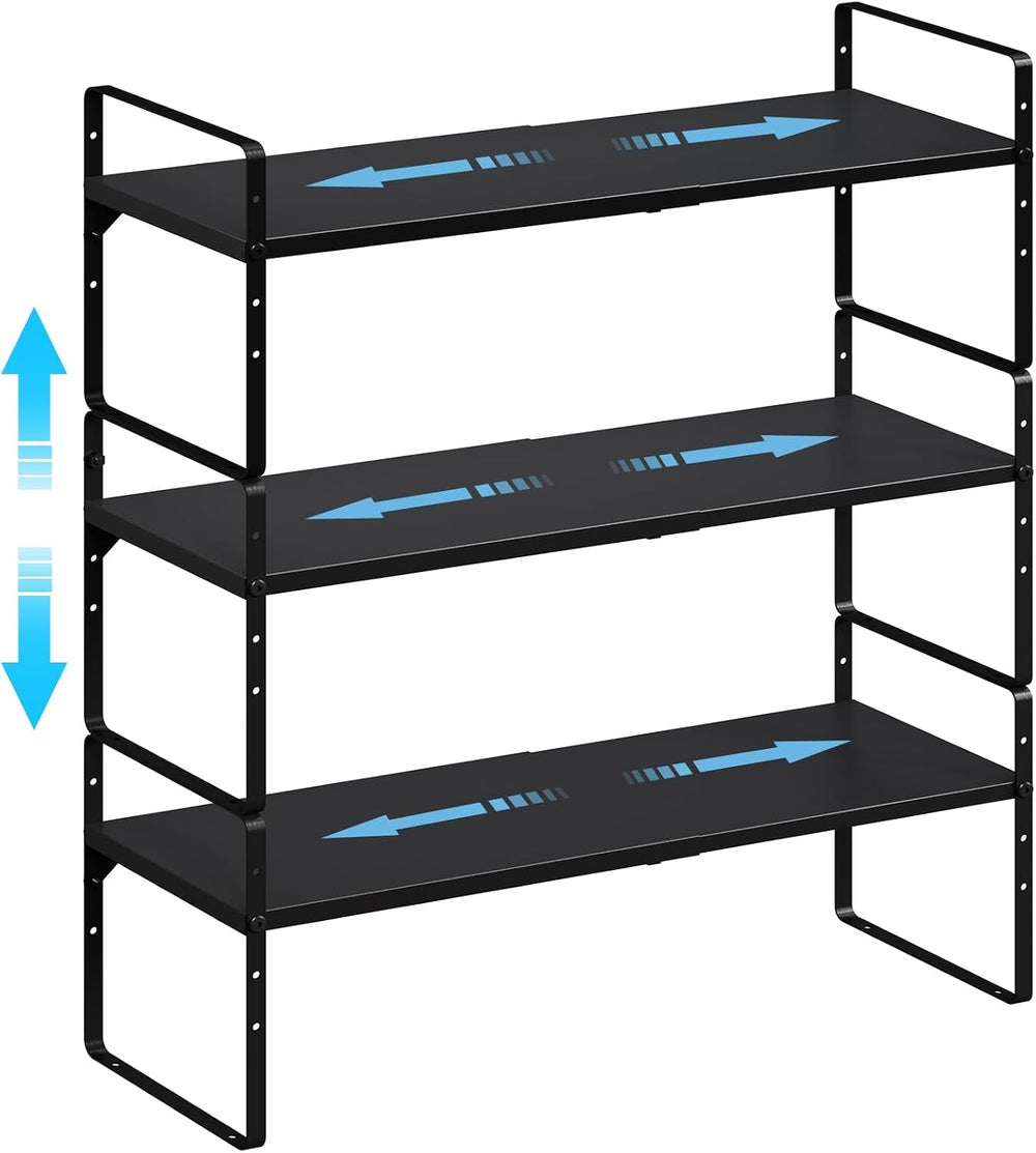 15.5 to 25.5 Inch Kitchen Cabinet Shelf Organizers, Adjustable Kitchen Counte...