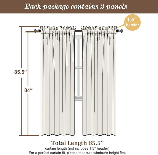 Chyhomenyc Lilac Sheer Curtains 84 Inch Length 2 Panels, Light Filtering Soft - Image 2