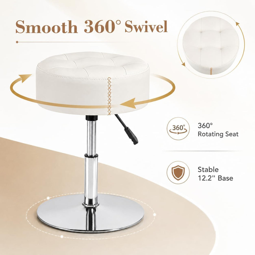 Adjustable Vanity Stool with High-Density Non-Sagging Foam & Metal Base