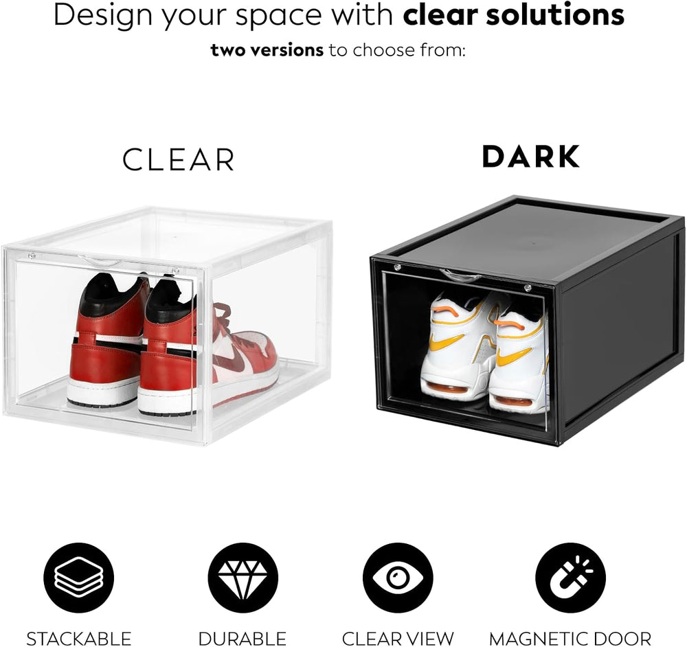SPACECRAFTERS® Shoe Boxes Clear Plastic Stackable with Magnetic Door, Foldabl...