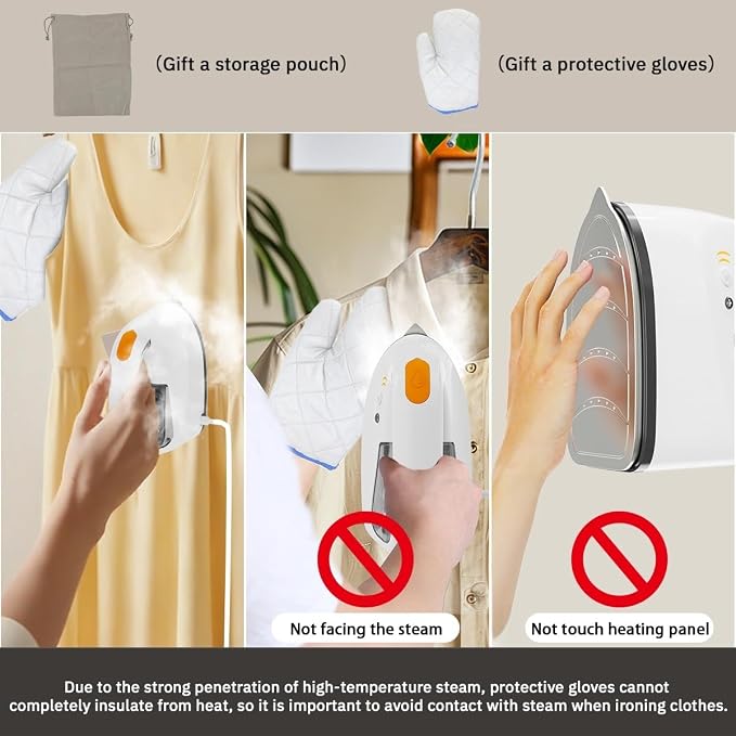 Mini Steamer&Iron 2 in 1 Garment Steamer, Portable Travel Size Steam Iron - Image 8
