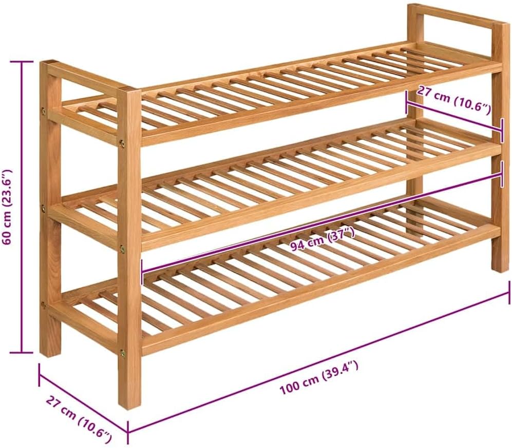 vidaXL Oak Shoe Rack 3 Levels Shoe Rack Shoe Rack Wooden Stand Shelf