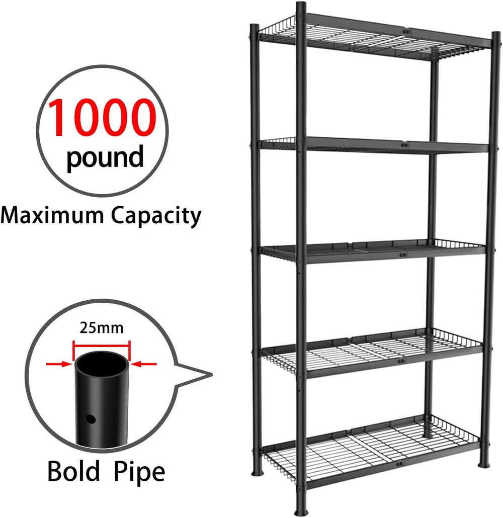 VETALLO 5 Tier Wire Shelving,Metal Shelves (32.0" W x 12.0" D x 63&...