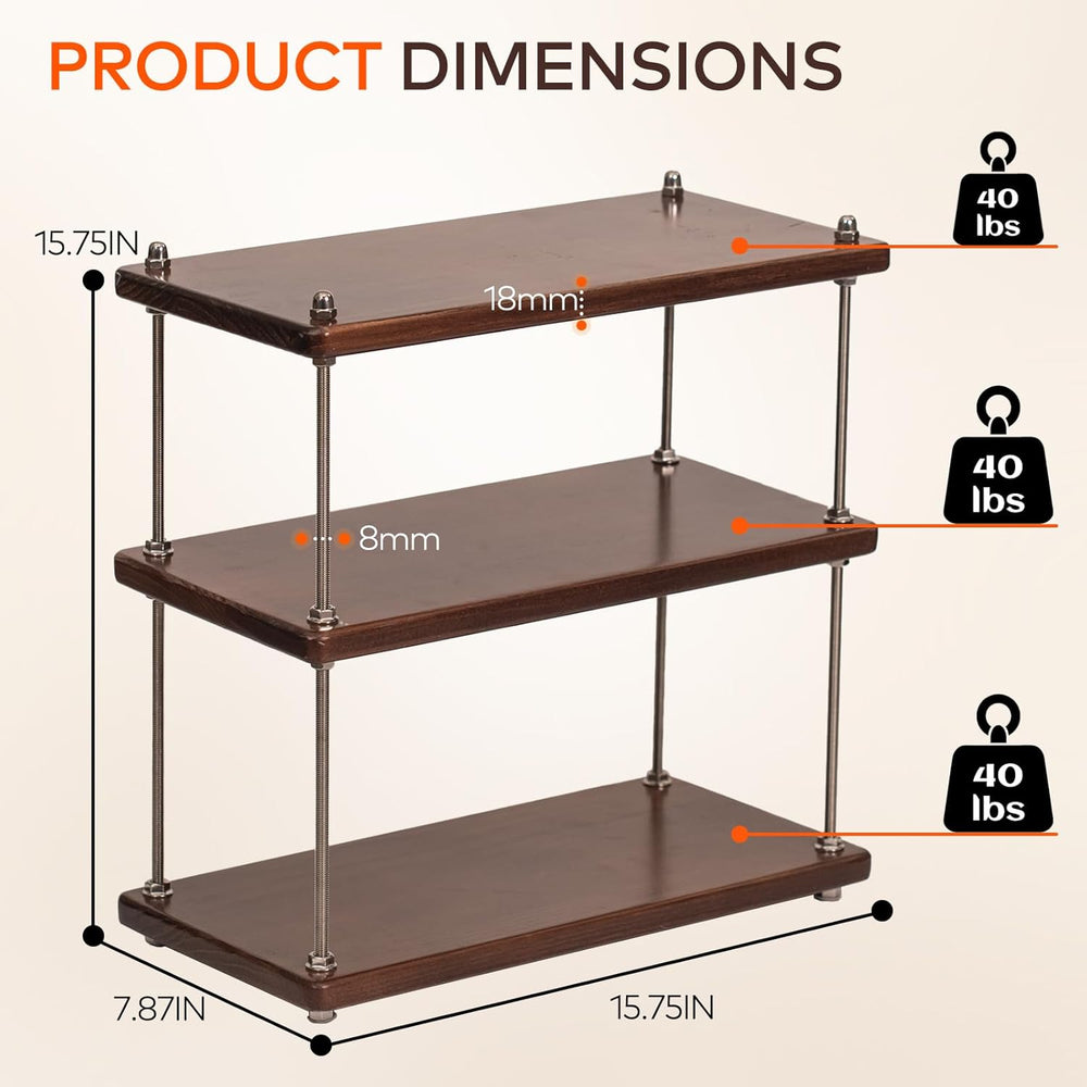 Solid Wood 3 Tier Coffee Bar/Matcha Station Organizer Shelf for Countertop