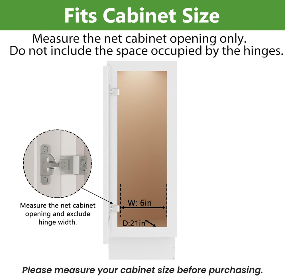 ROOMTEC Pull Out Spice Rack for Narrow Cabinet (5½" W X 21" D),2 Ti...
