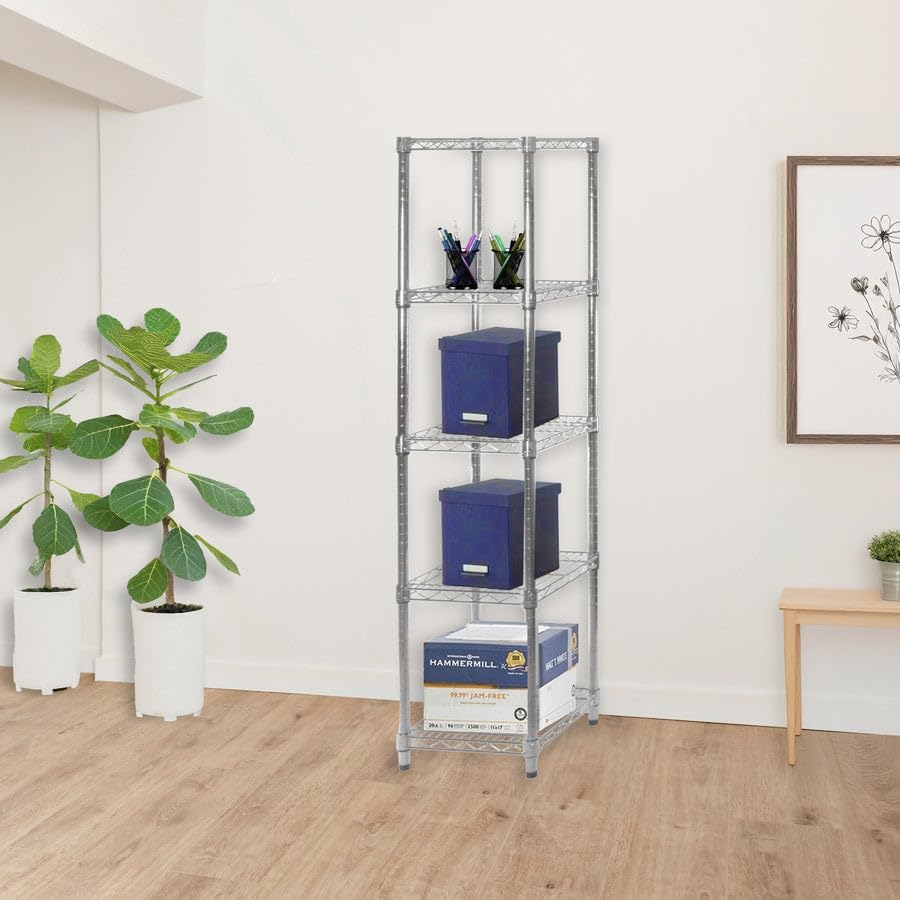 Shelving Inc. 12" d x 12" w x 72" h Chrome Wire Shelving w/ 5 ...
