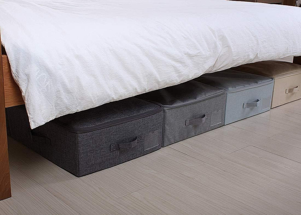 iwill CREATE PRO Folding Washable Rigid Underbed Storage Boxes with Zip Lid f...