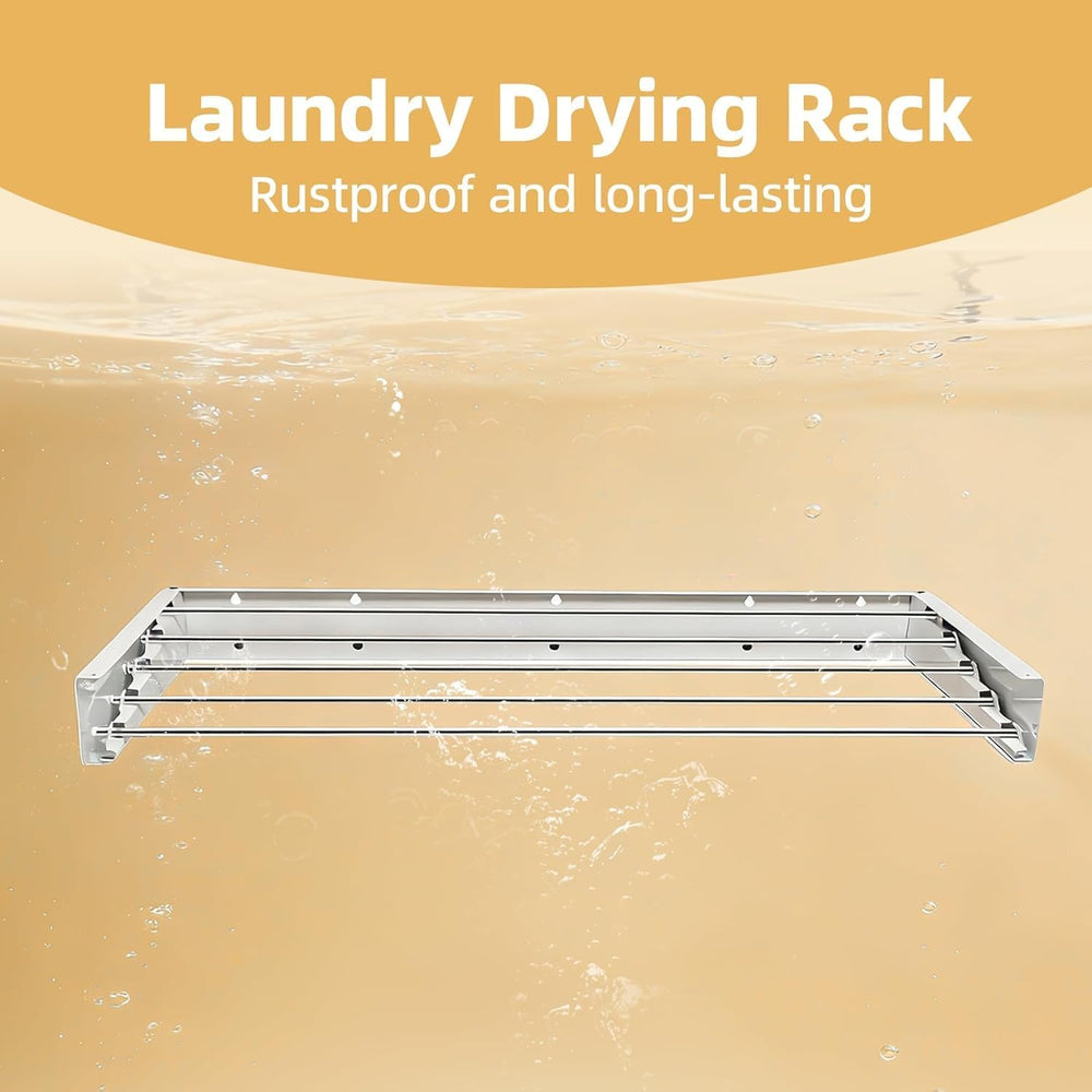 Wall Mount Clothes Drying Rack 23", 50lbs Capacity, Foldable White