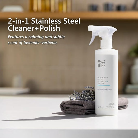 MORE - Stainless Steel Cleaner & Polish Spray + Microfiber Cloth - Stainless - Image 2
