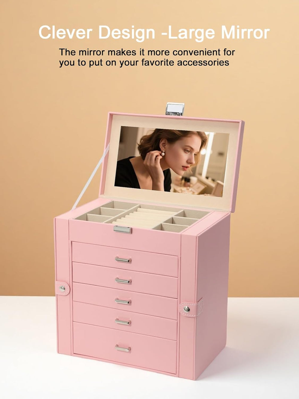 BOOVO Large Jewelry Box for Women 6 Layer