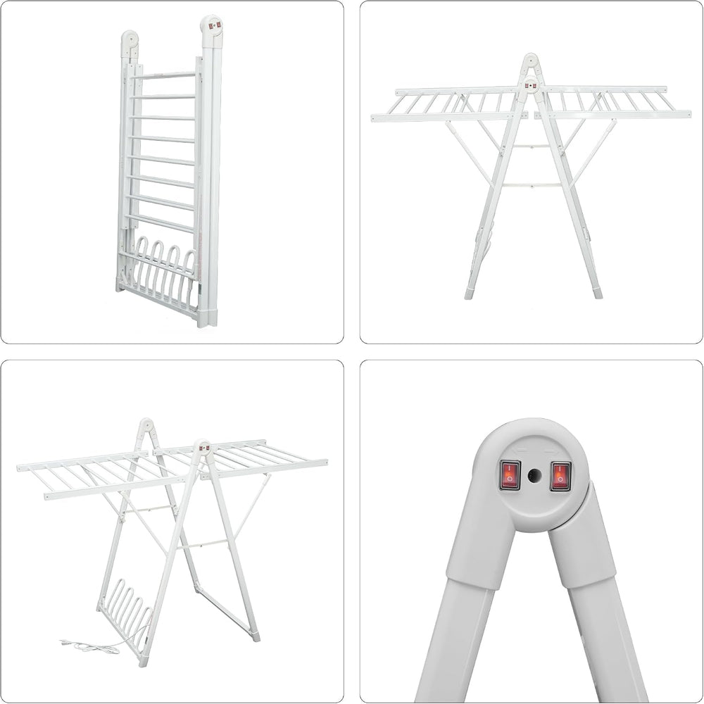 Heating Clothes Drying Rack Foldable Shoes Socks White