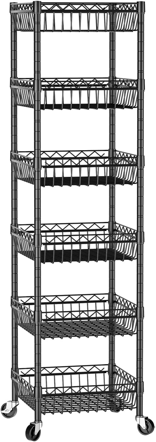 SINGAYE 6 Tier Shelf Wire Shelving Adjustable Storage Shelves Basket Rack