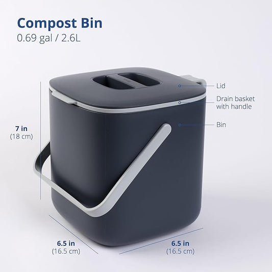 Blue Ginkgo Kitchen Compost Bin – Filter-Free, Odor-Tight Countertop Food Waste - Image 2