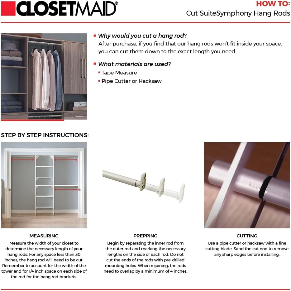 ClosetMaid SuiteSymphony Wood Closet Organizer Kit with Tower, 3 Hang Rods, T...