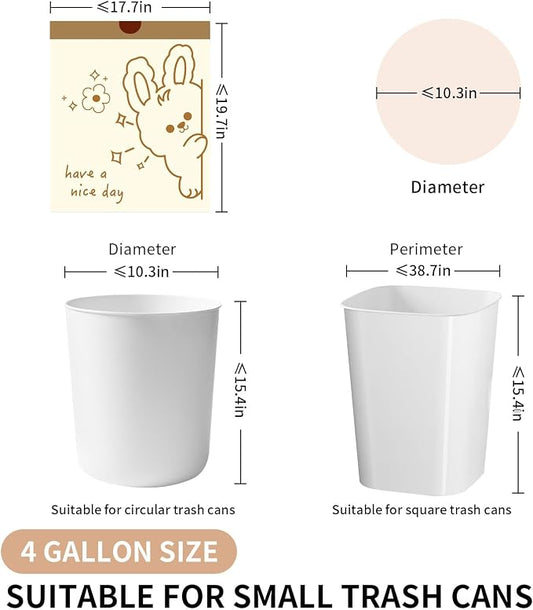 4 Gallon Trash Bags with Cute Rabbit Printed & Drawstring, Tear-Resistant Small - Image 2
