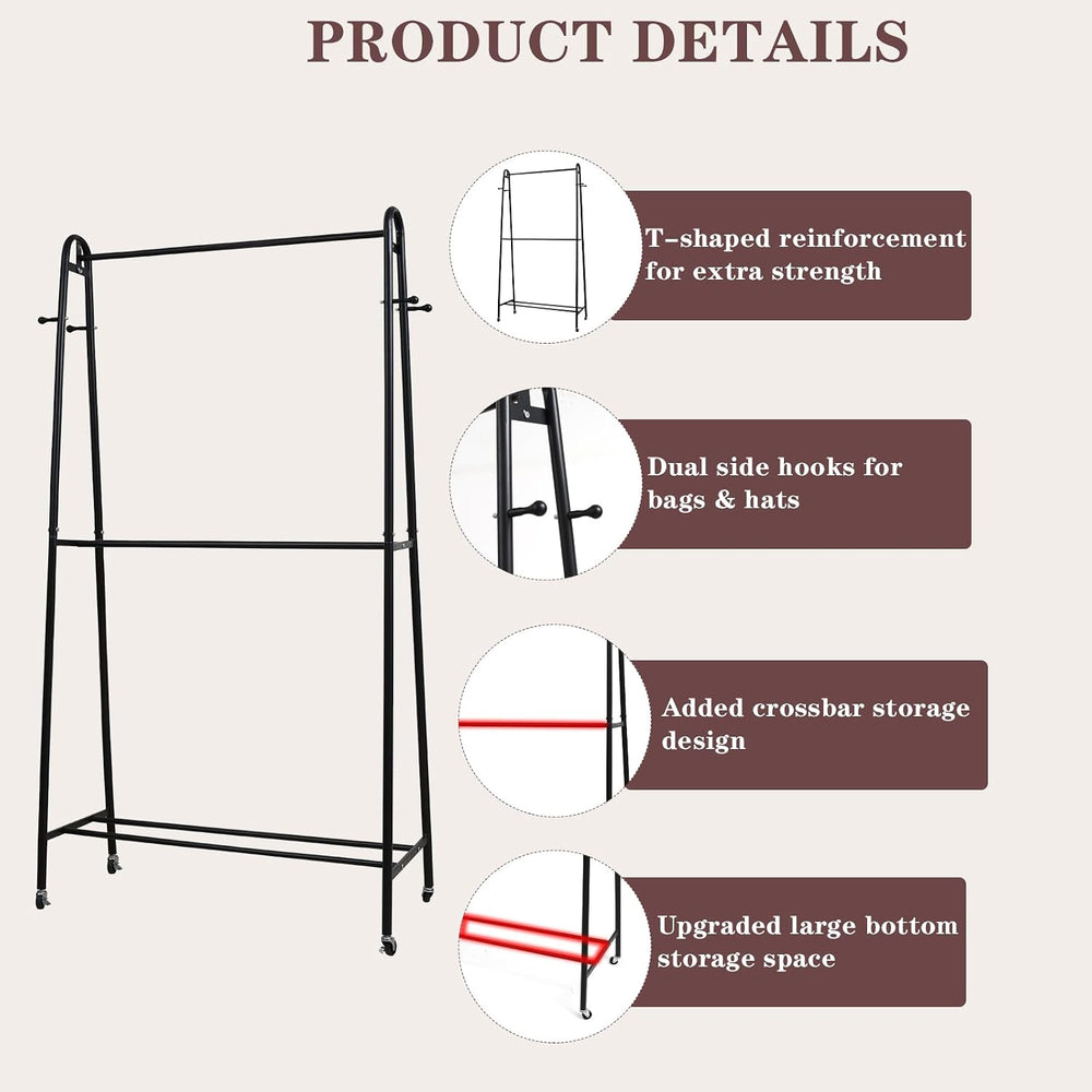 Heavy Duty Clothes Rack with Wheels, Garment Rack