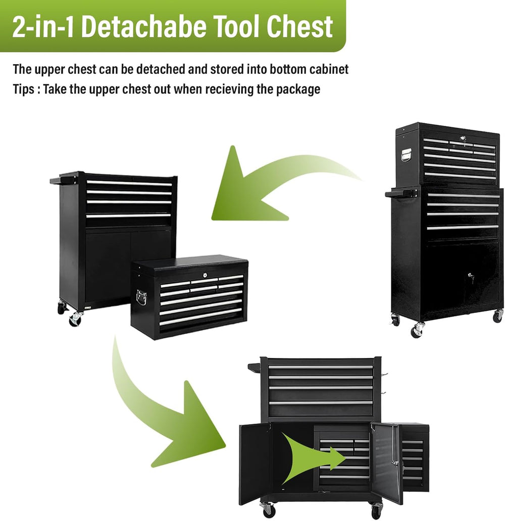 13-Drawer Tool Chest with Double Doors, Rolling Tool Box