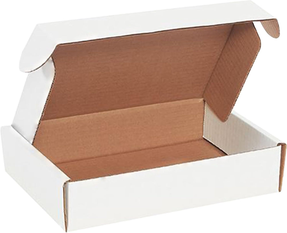 The Boxery 14 x 3 3/4 x 2 3/4 Inch-50-Pack, White Corrugated Shipping Box Mai...