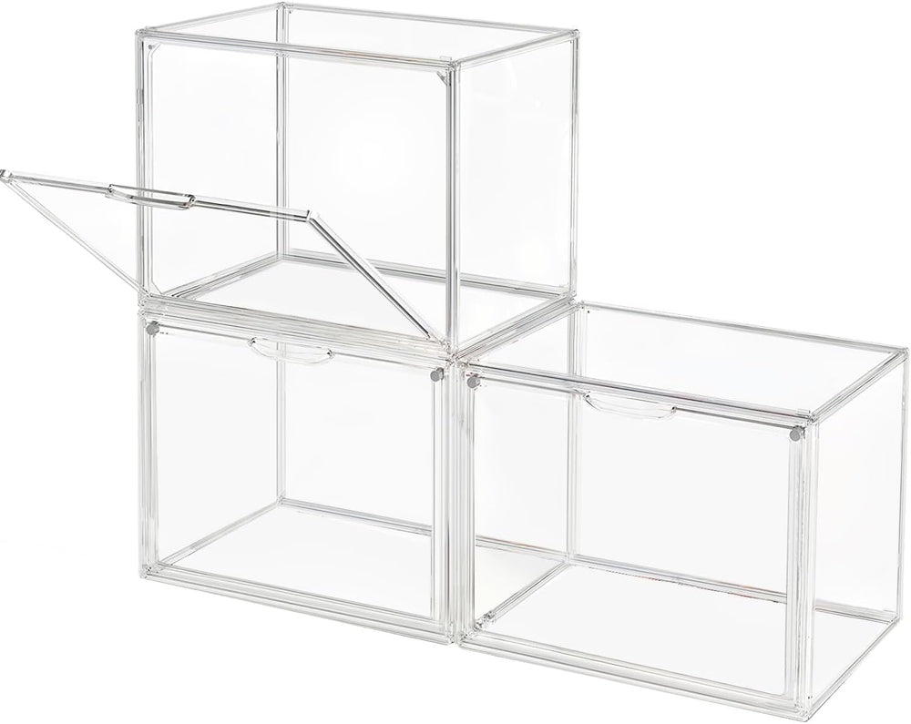 GUDEMAY Clear Stackable Plastic Storage Bins with Magnetic Lid, Dustproof Boo...