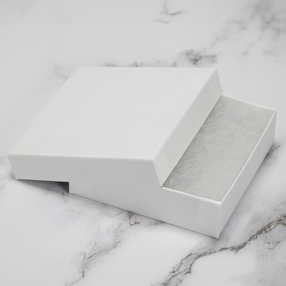 JPB Matte White Cotton Filled Jewelry Box #33 (Case of 100) 3.5 inches x 3.5 ...